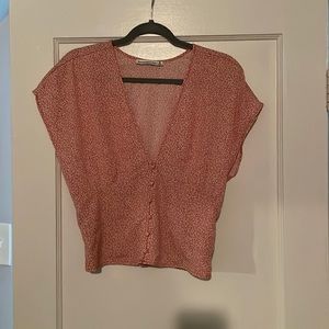 Abercrombie Red & White Floral Blouse